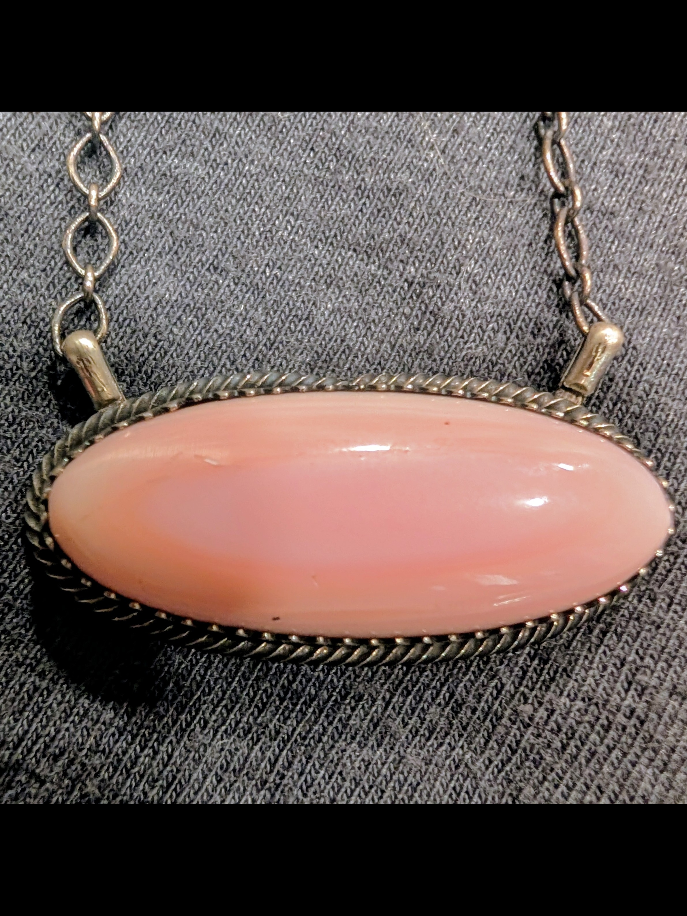 Delicate Pink Oval Pendant Necklace